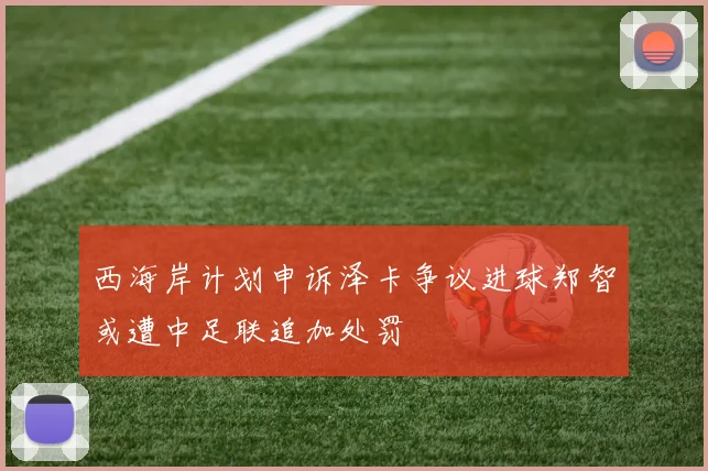 西海岸计划申诉泽卡争议进球郑智或遭中足联追加处罚